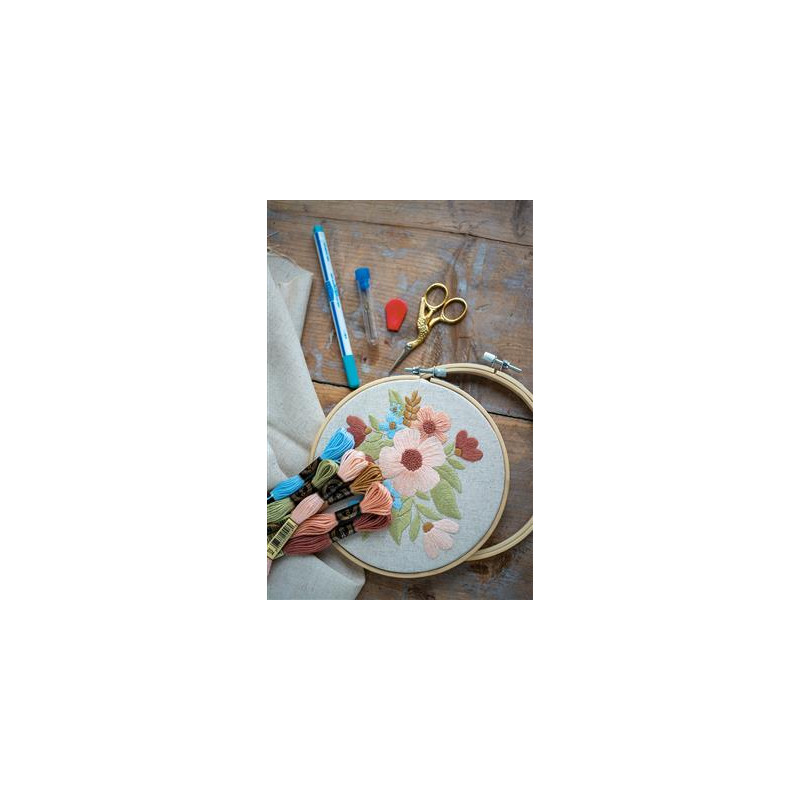 Borduur kit met borduurring Bloementekening Art nr. PN-0198147