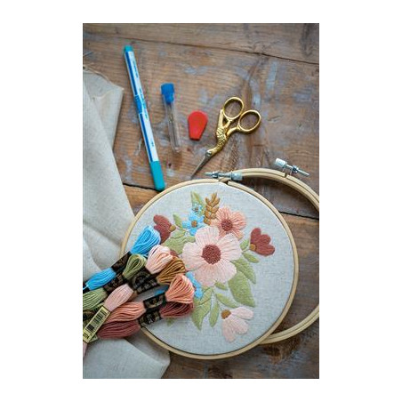 Borduur kit met borduurring Bloementekening Art nr. PN-0198147