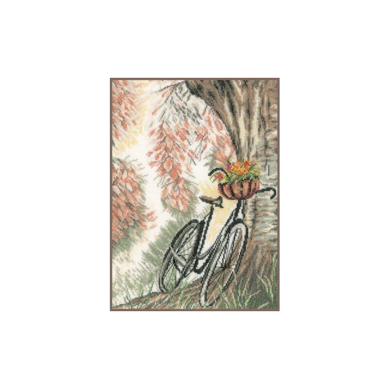 Borduurpakket Lanarte Fiets met bloemenmandje   PN-0171414