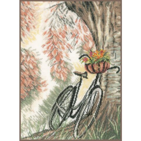 Borduurpakket Lanarte Fiets met bloemenmandje   PN-0171414