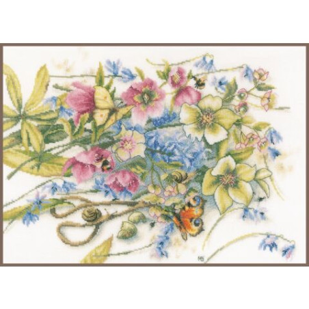 Borduurpakket Lanarte helleborus met vlinders pn-0186136