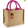 Jute tas klein fuchsia handvat