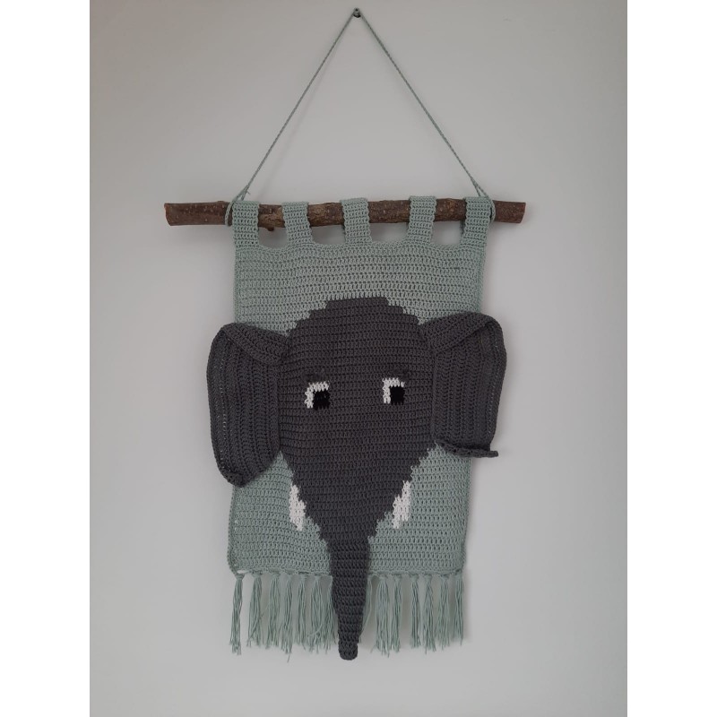 Haakpatroon wandhanger olifant