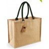 Jute tas klein forest green handvat