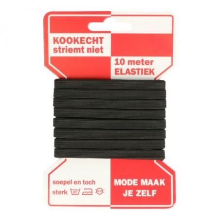 Elastiek 6mm 10 meter zwart