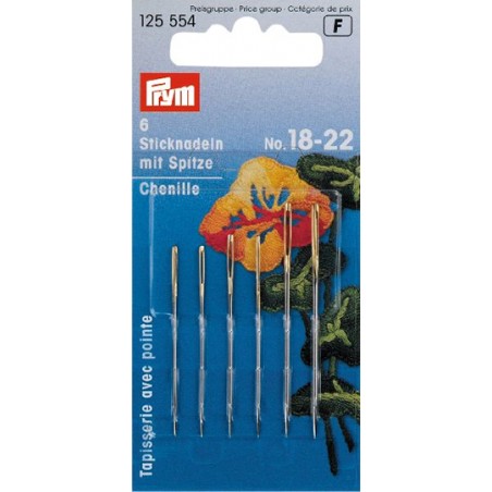PRYM BORDUURNAALDEN MET PUNT ASSOR. NR.18-22 ZILVER