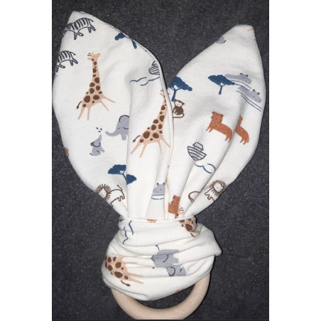 Bijtring met oortjes (konijnenoor)  dieren met naam