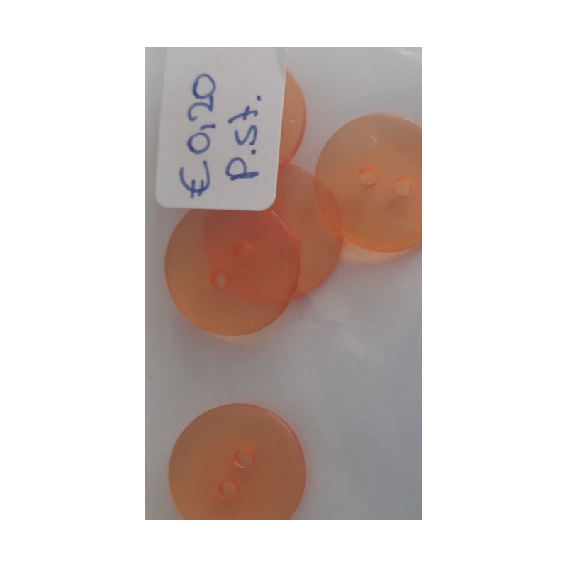 knopen doorzichtig oranje 18mm 5 stuks