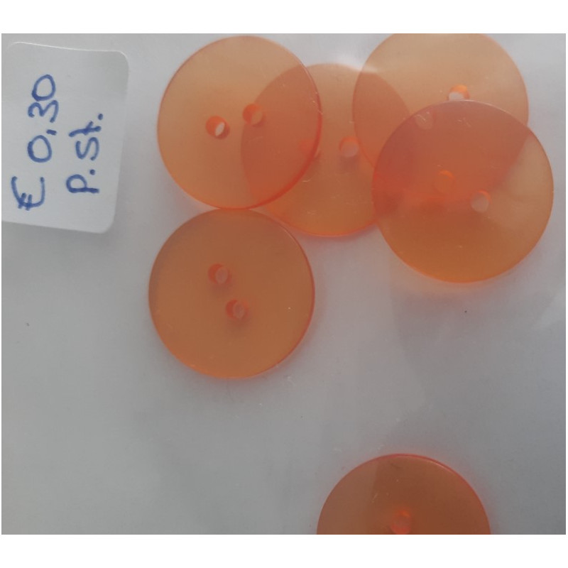 knopen doorzichtig oranje 20mm 6 stuks