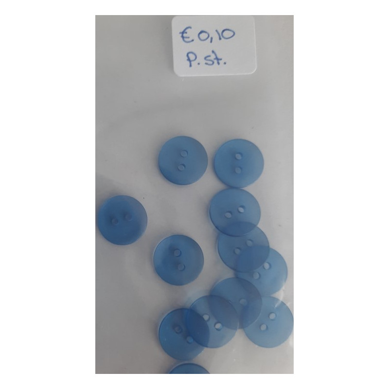 knopen doorzichtig  blauw 13 mm 12 stuks