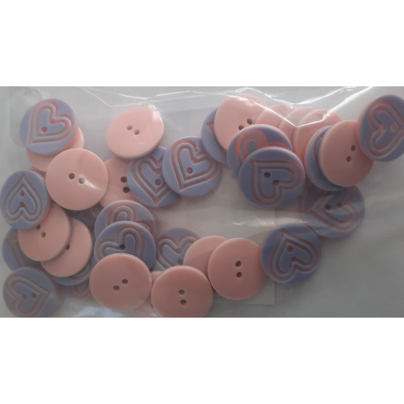 knoop hart lila met roze achter 15mm