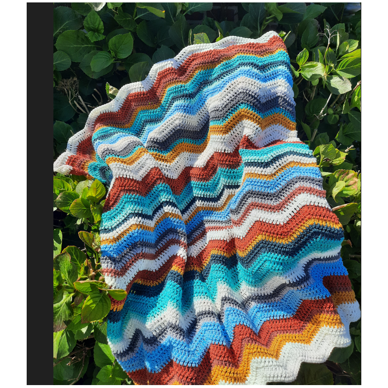 Haakpatroon vrolijk zigzagdekentje