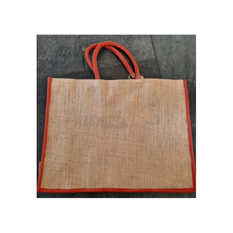 Marktshopper van natuurlijk gesteven jute terra rand