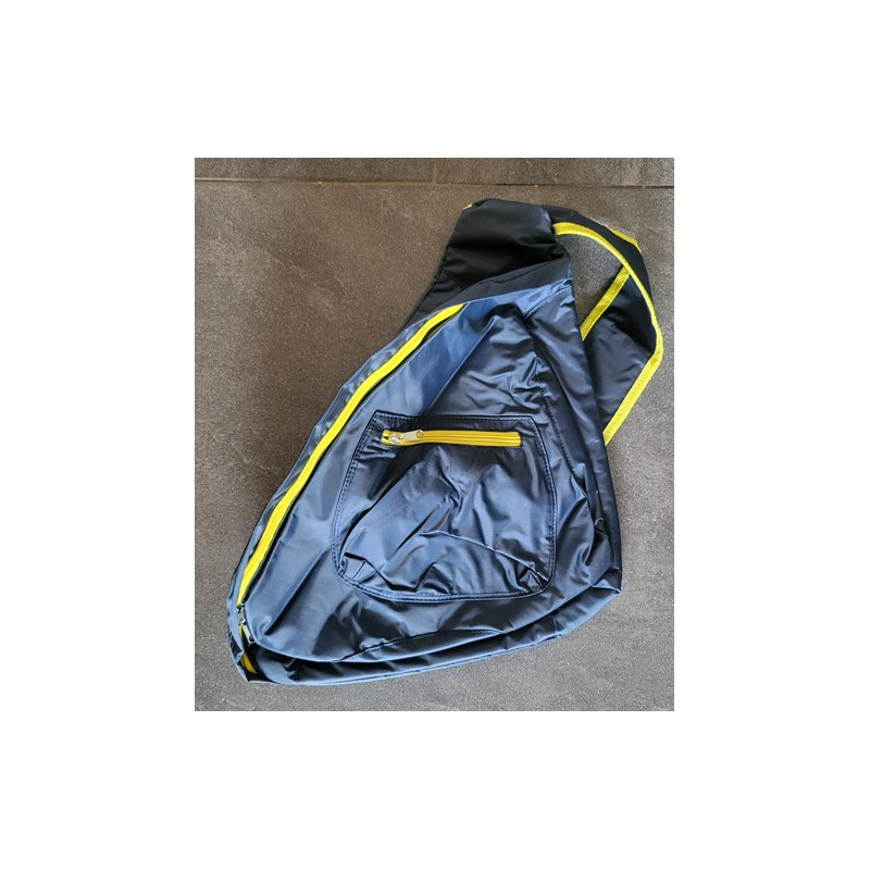 Schouder koeltas donkerblauw met geel