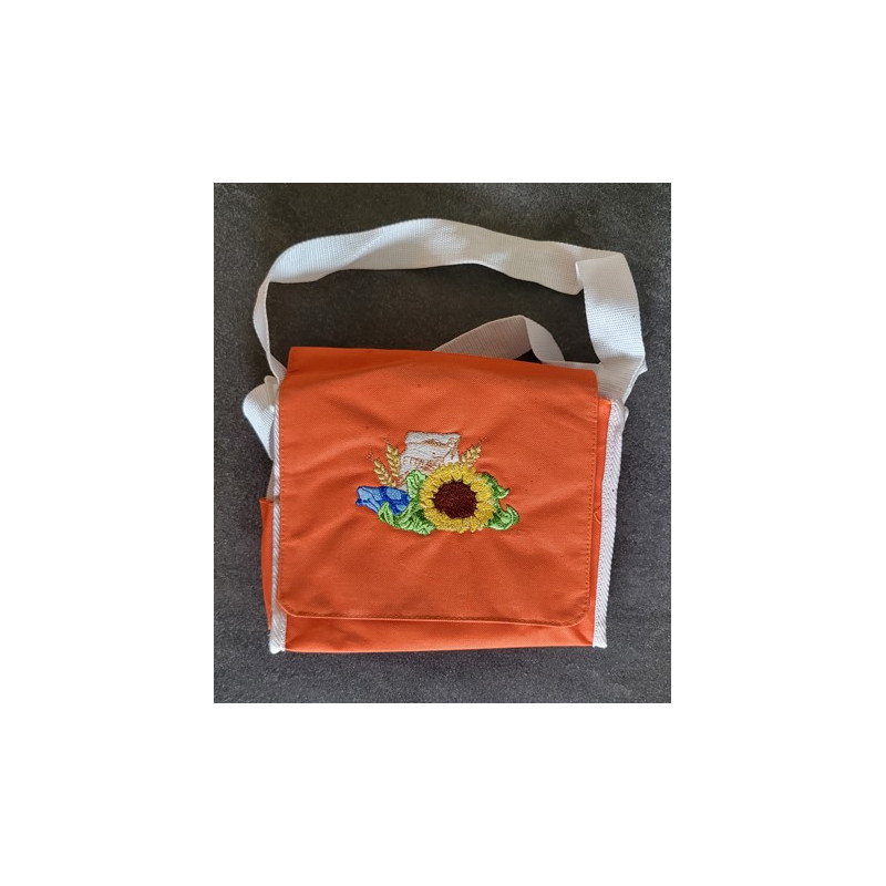 Oranje tasje met borduring zonnebloem