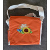Oranje tasje met borduring zonnebloem