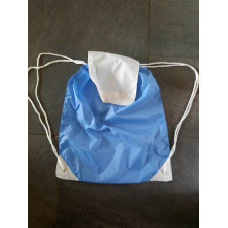 rugtas nylon met koord  blauw wit