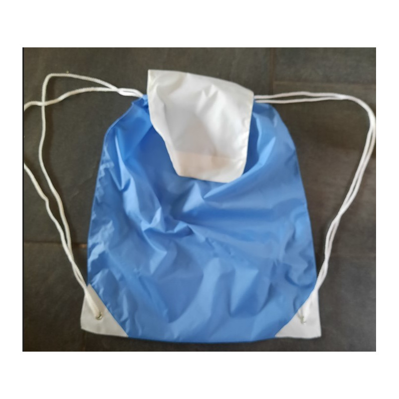 rugtas nylon met koord cobalt blauw wit