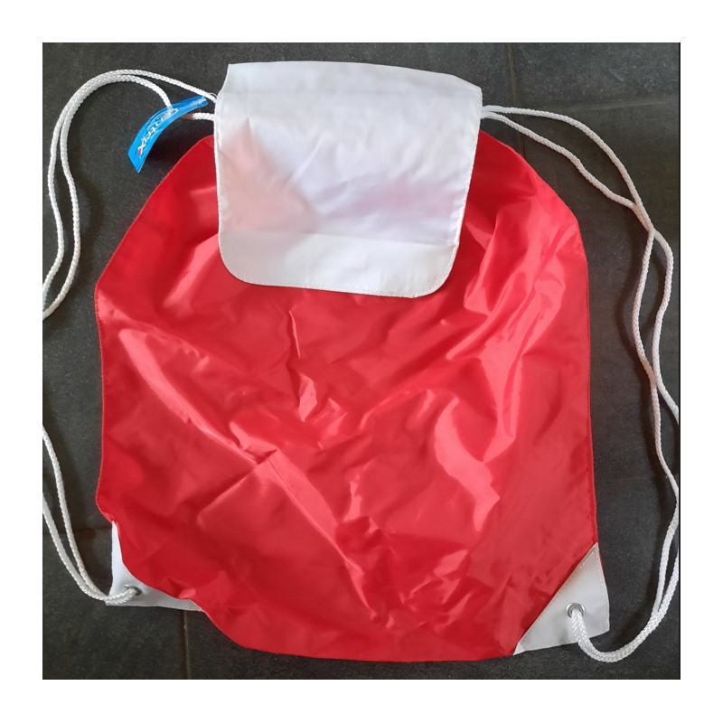rugtas nylon met koord cobalt rood wit