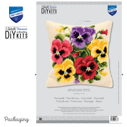 Vervaco voorbedrukt kruissteekkussen viooltjes pn-0008685