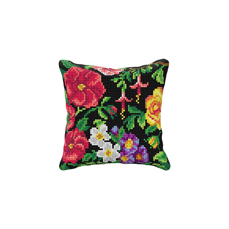 bloemen 99069   borduurpakket kussen -  Orchidea