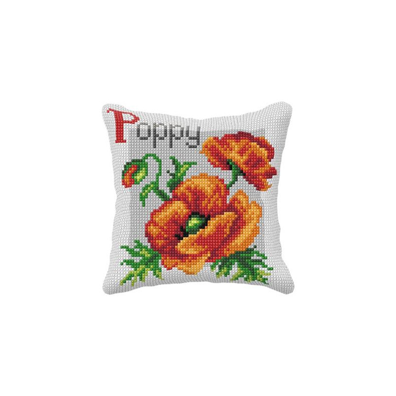 Papaver borduurpakket kussen -  Orchidea