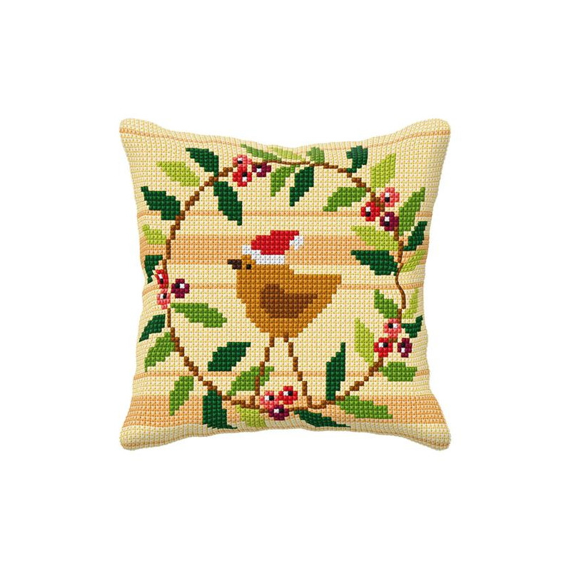 Kerst vogel 9007 borduurpakket kussen -  Orchidea