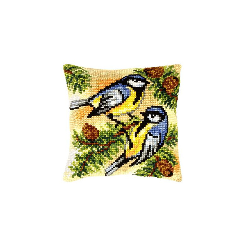 koolmeesjes 9383 borduurpakket kussen -  Orchidea