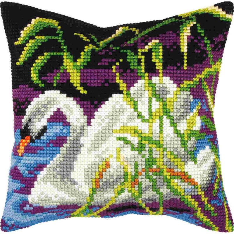 zwaan 9387 borduurpakket kussen -  Orchidea