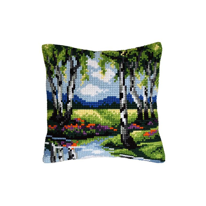 Landschap 99066   borduurpakket kussen -  Orchidea