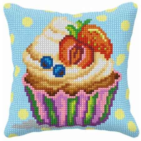 99082 cupcake borduurpakket kussen -  Orchidea