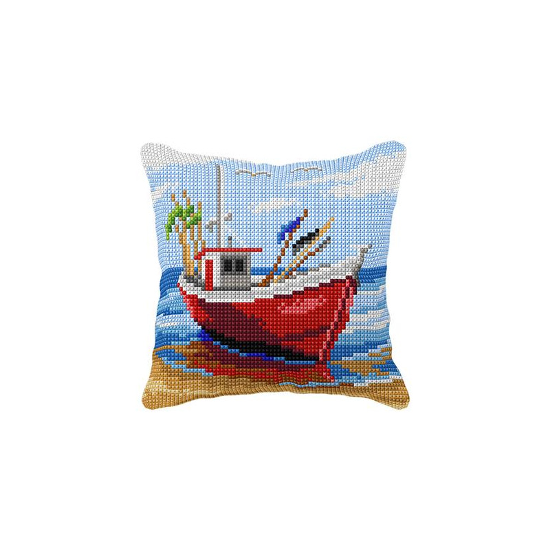 Vissersboot 99058  borduurpakket kussen -  Orchidea