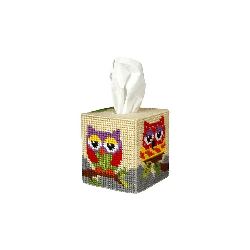 Orchidea 5100 Borduur telpakket kruissteek tissuebox cover Uil 13x12cm