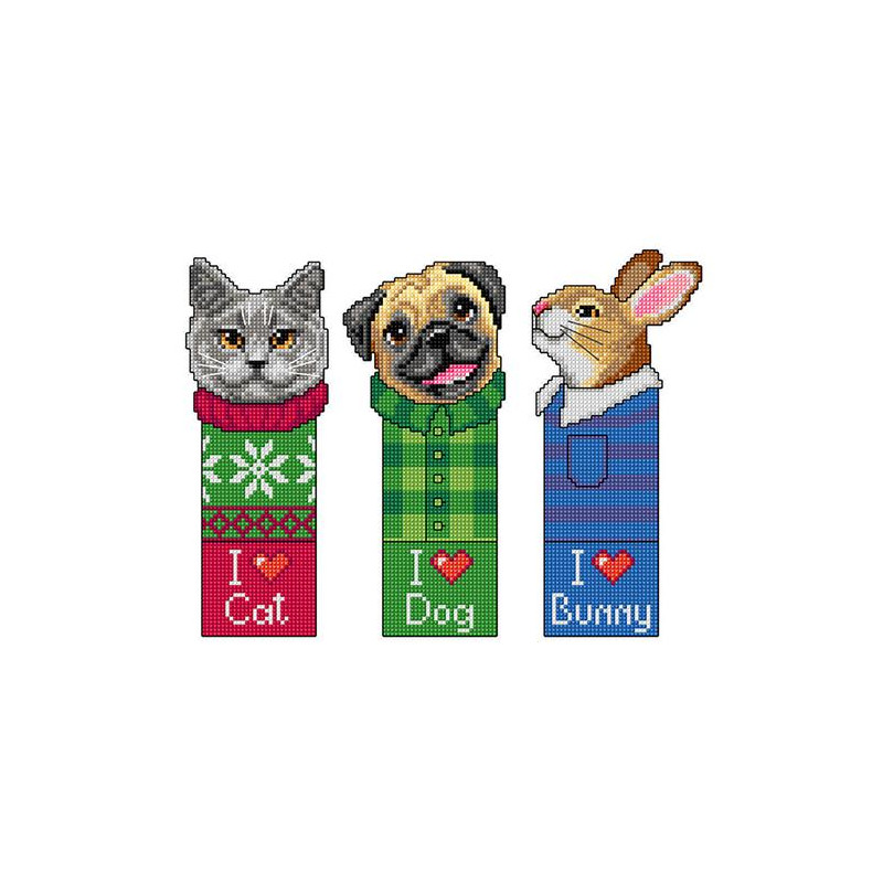 Orchidea 7696 Kruissteek borduurpakket Boekenleggers - Huisdieren