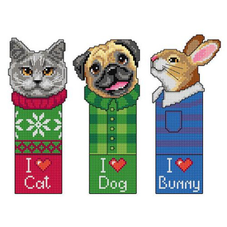 Orchidea 7696 Kruissteek borduurpakket Boekenleggers - Huisdieren