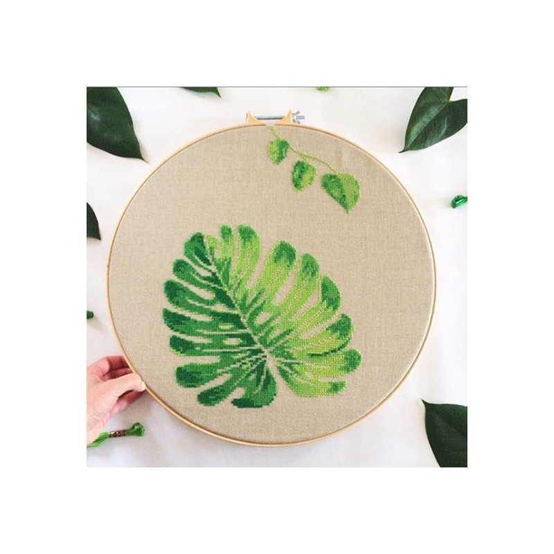 XL Monstera borduurpakket koekoek