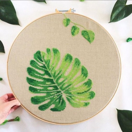 XL Monstera borduurpakket koekoek