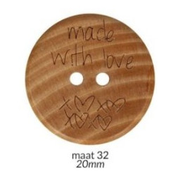 HOUTEN  KNOOP 2 BLOEMEN 20 mm 50516