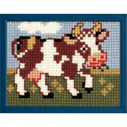027.041 Voorbedrukt kinder kruissteek borduurpakket Koetje 18 x 24 cm