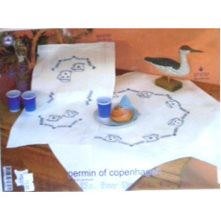 Borduurpakket Dekservet blauw kopje   80 x 80 cm met garen