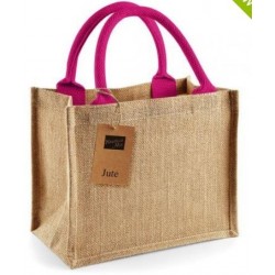 Jute tas klein fuchsia handvat