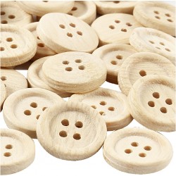 Houten Knopen, 23 mm, 4 Gaten, 30 Stuk