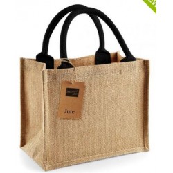 Jute tas middel jute zwart handvat