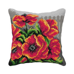 klaprozen 99061 borduurpakket kussen -  Orchidea