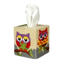 Orchidea 5100 Borduur telpakket kruissteek tissuebox cover Uil 13x12cm