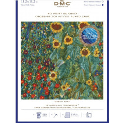 DMC Kruissteekset "Boerderijtuin met zonnebloemen van Gustav Klimt", telpatroon, 28,5x28,5cm